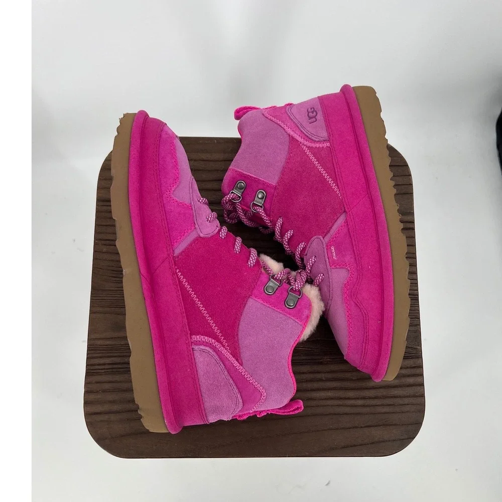 UGG Lakesider Heritage Mid Pink Suede Lace Up Boots 1134550K Kids 6 Womens 7.5